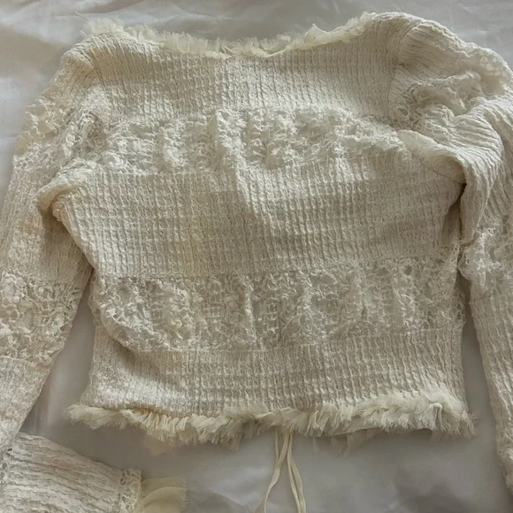 Mirror Palais Cream Textured Blouse - Picture 4 of 6